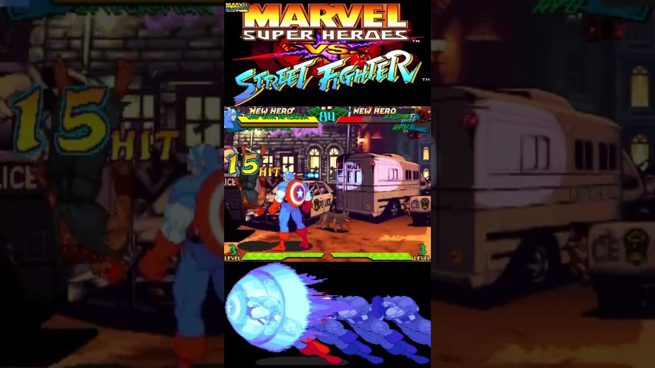 Captain America Combo 100% (Marvel Super Heroes VS Street Fighter) #marvel #streetfighter #mbizarro