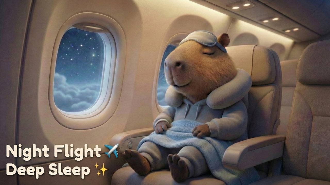 Airplane Cabin Night ✈️ | 2 Hours Realistic Flight Ambience for Sleep