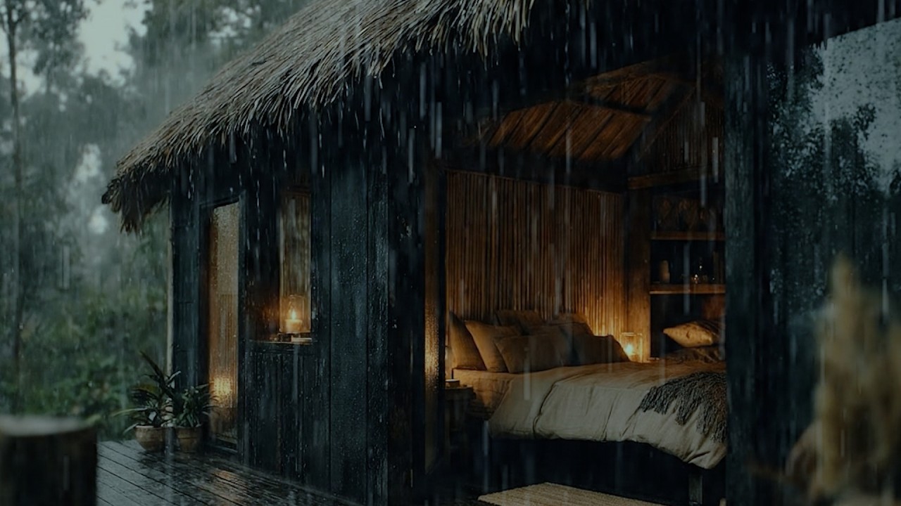 Best Rain Sounds For insomnia relief, anxiety | Rain in the Peaceful Middle of the Woods Cabin🌲
