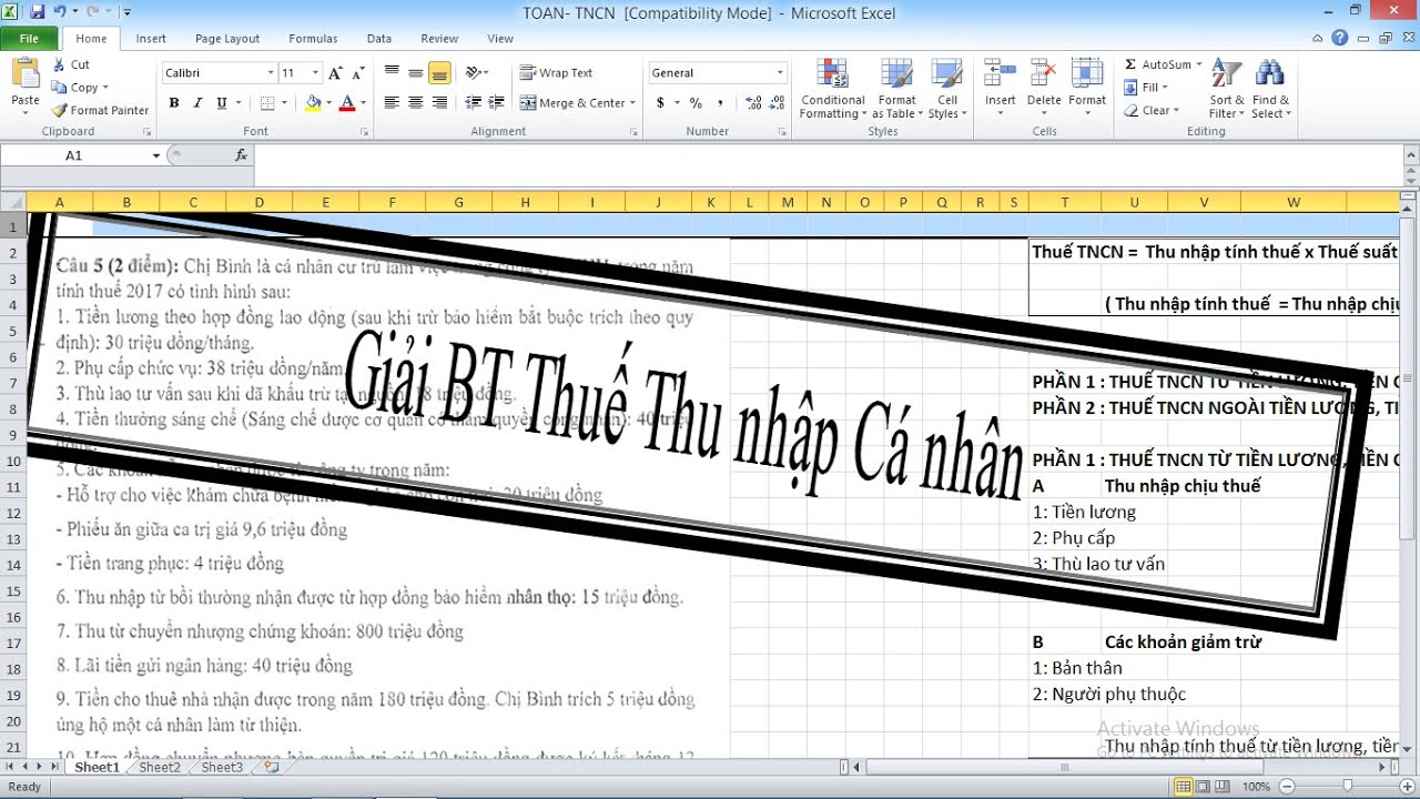 Giải nhanh Bài tập Thuế Thu nhập cá nhân II Giải chi tiết bài tập thuế TNCN