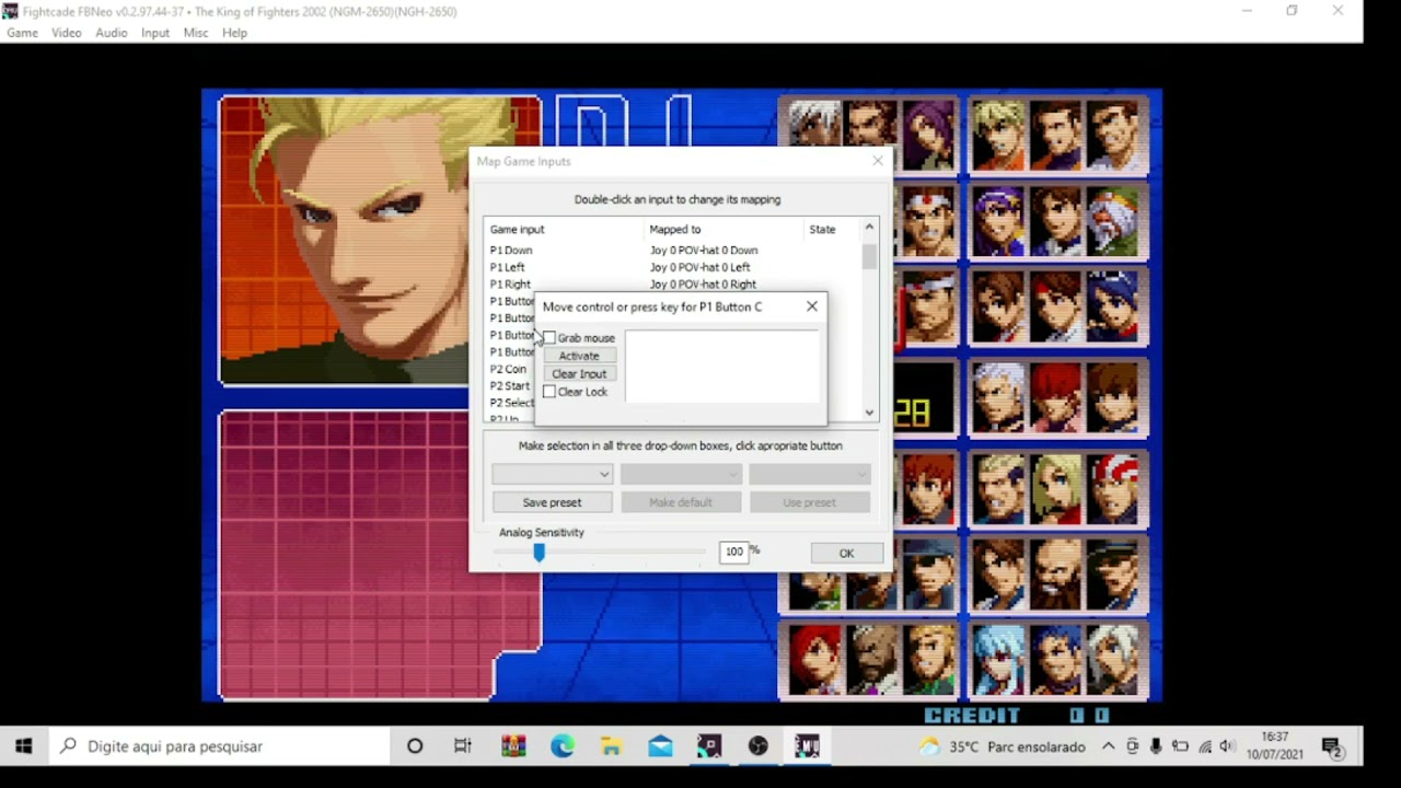 como configurar o controle arcade no fightcade 2.