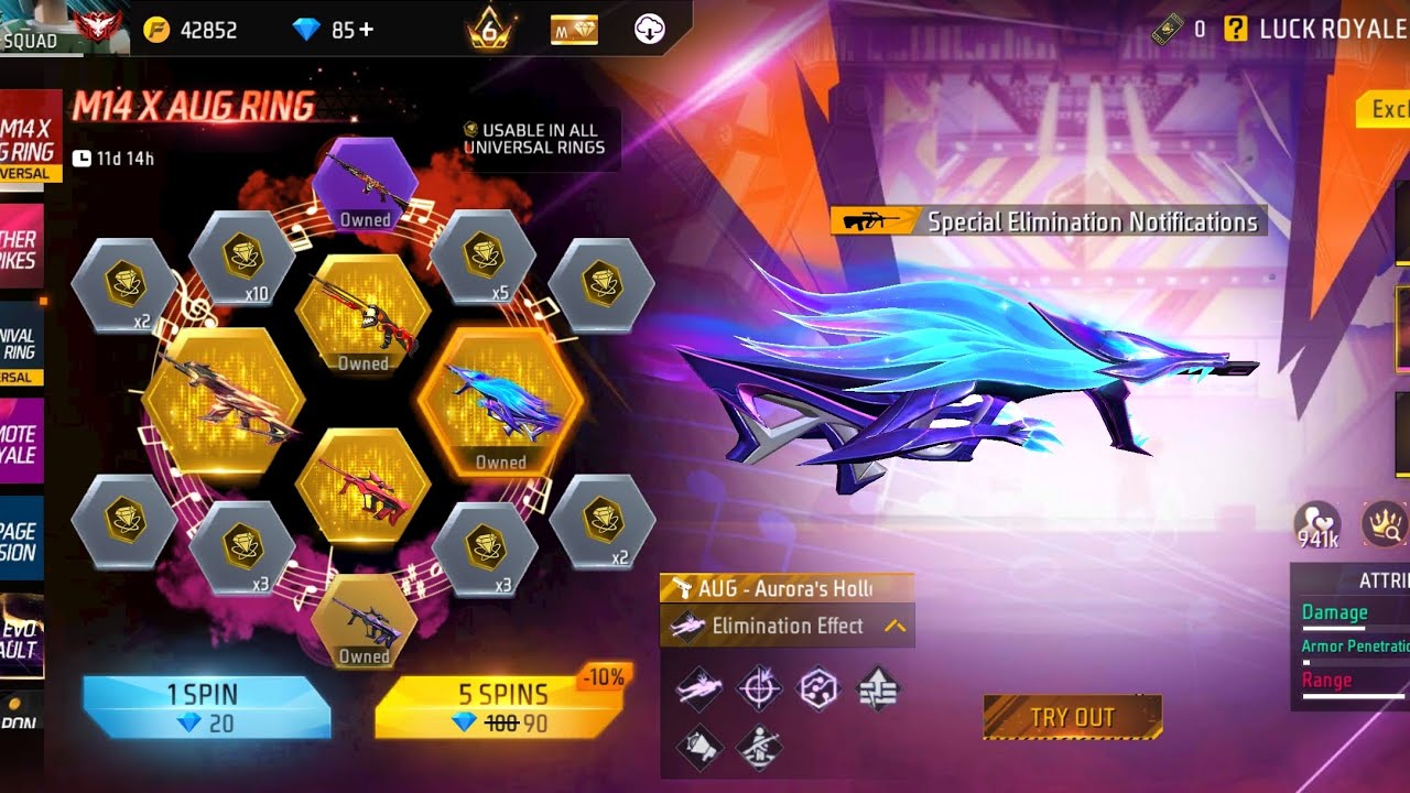 M14X AUG RING EVENT || FREE FIRE NEW EVENT TODAY|| NEW RING EVENT💎💎💎 || HOW MUCH DIAMOND SPEND