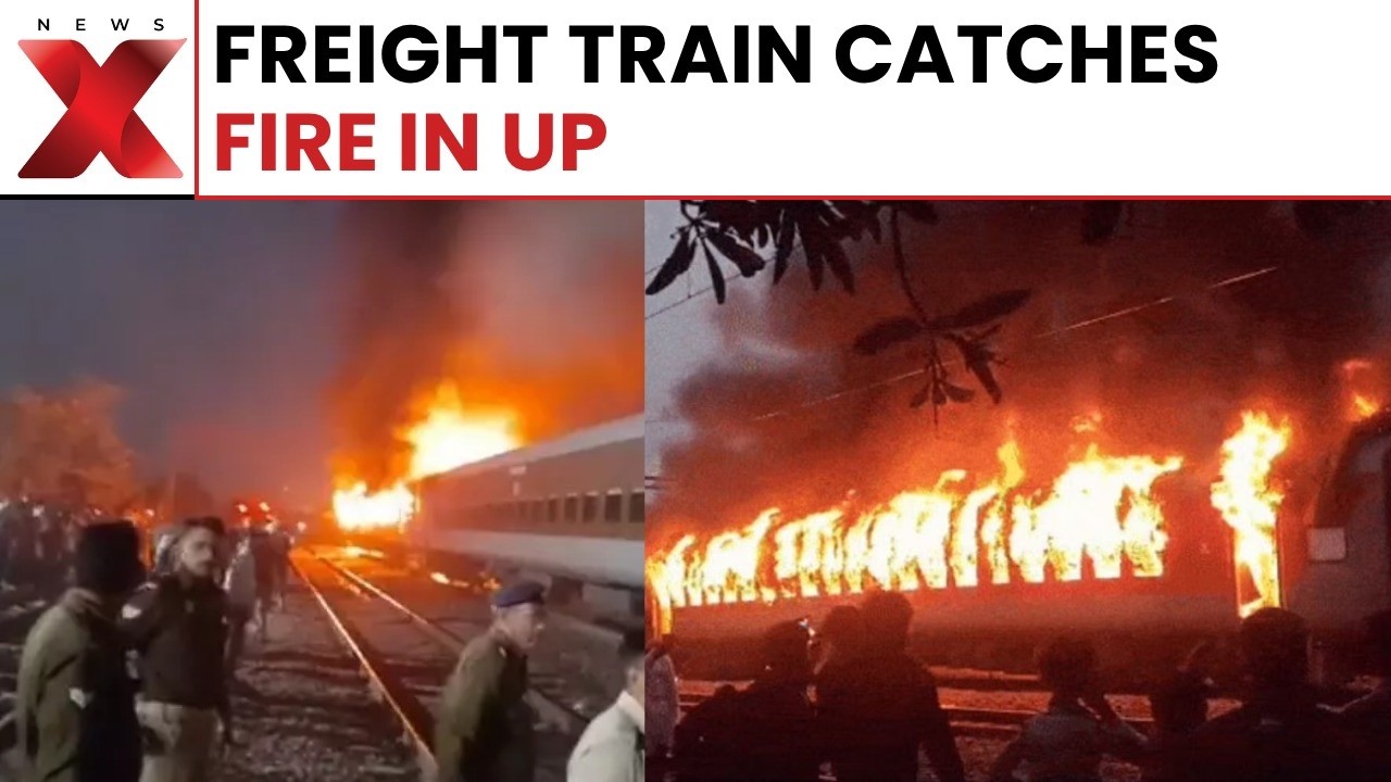 Freight Train Catches Fire In Uttar Pradesh, Wheels Suspected As Cause | NewsX