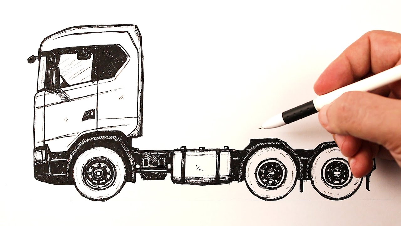 How to draw a Scania Truck