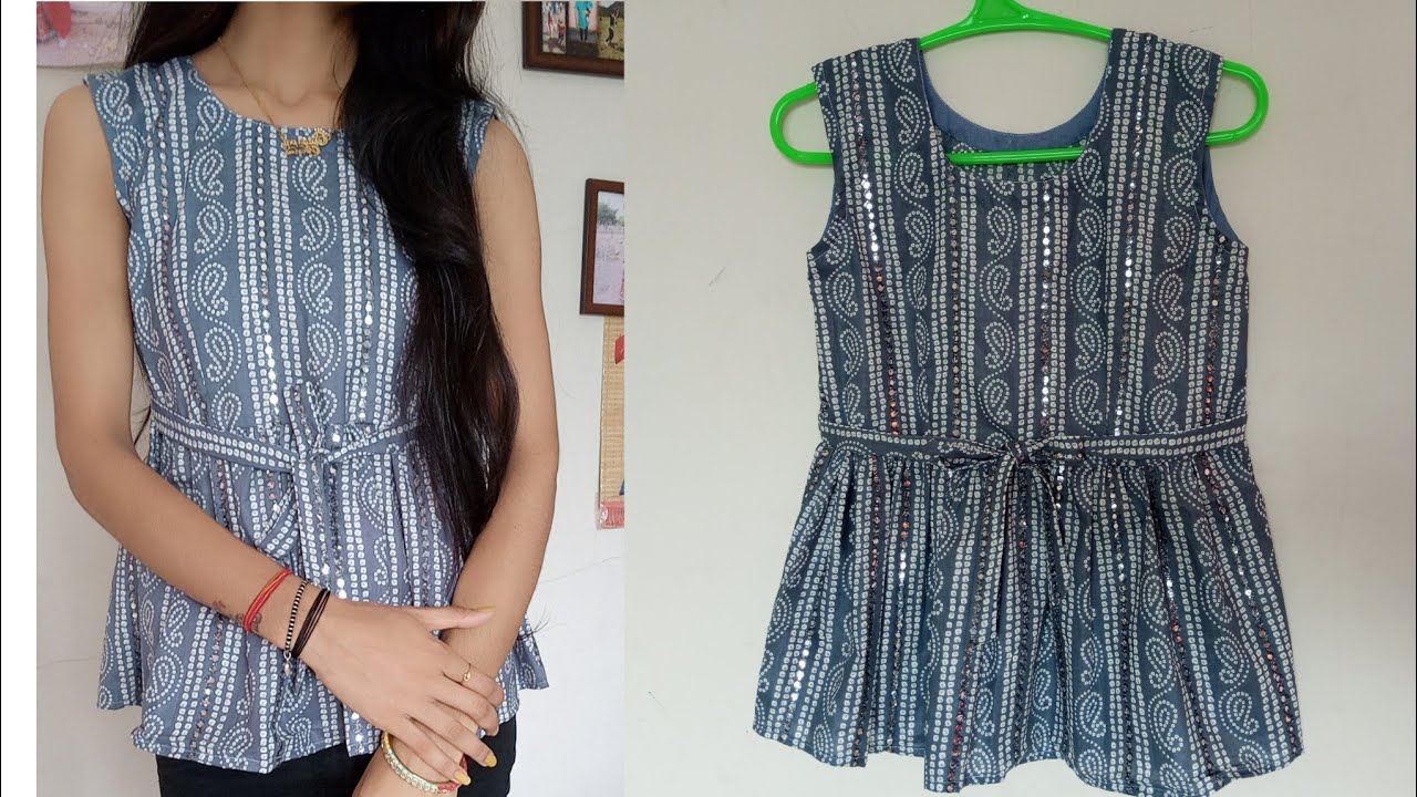 सिर्फ 1 मीटर कपड़े में डिज़ाइनर टॉप बनाना सीखें//Top cutting and stitching 🤗
