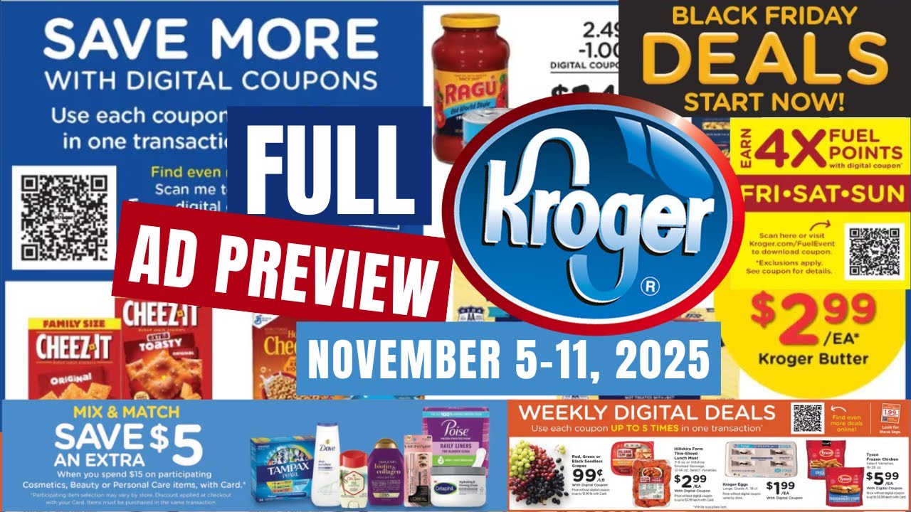 *BLACK FRIDAY DEALS* Kroger FULL Ad Preview for 11/5-11/11 | 5x Digitals, Beauty Event, & MORE
