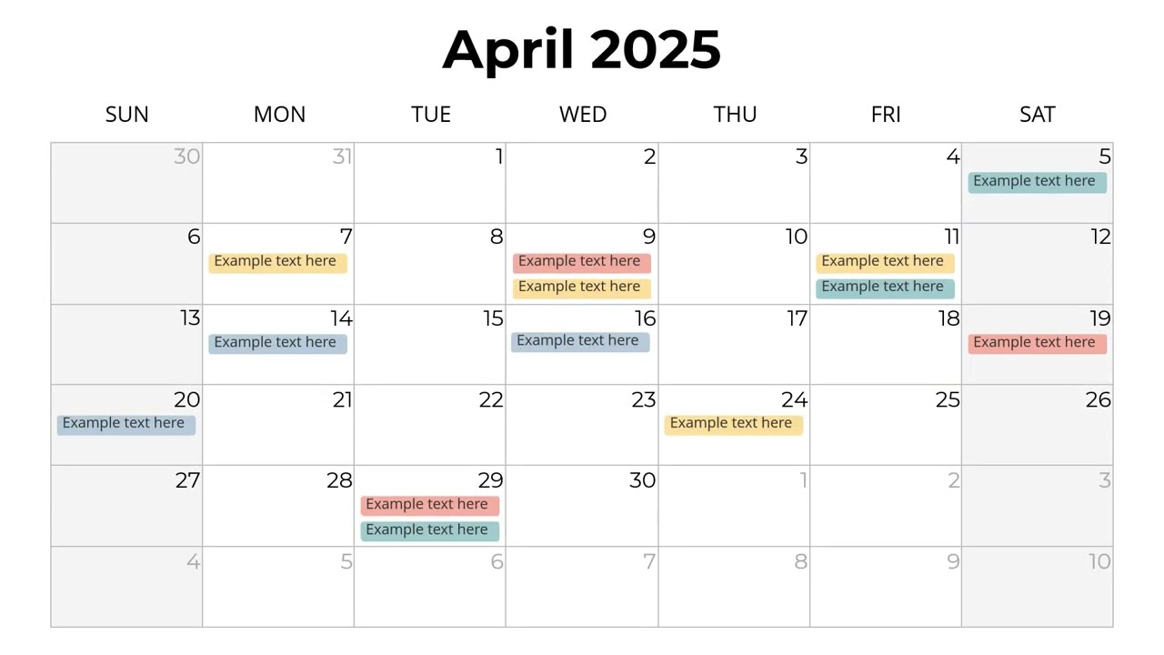 2025 Calendar All Months Grid PowerPoint slides