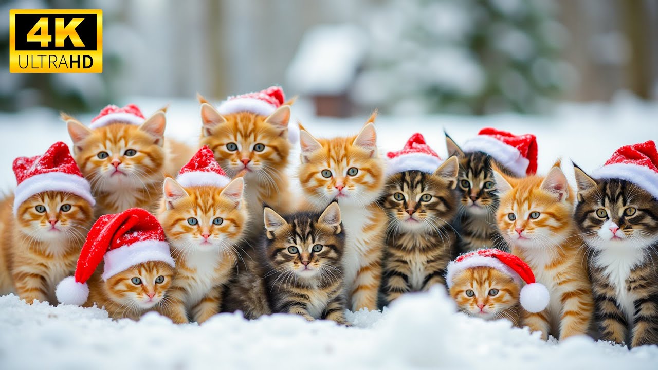 Baby Animals 4K - Merry Christmas Space Of Baby Animals With Good and Relaxing Christmas Piano Music