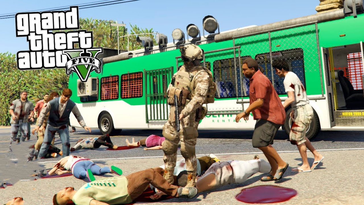 GTA 5 Зомби Апокалипсис #21 - УКРАЛ АВТОБУС ПРОТИВ ЗОМБИ!! (ГТА 5 МОДЫ)