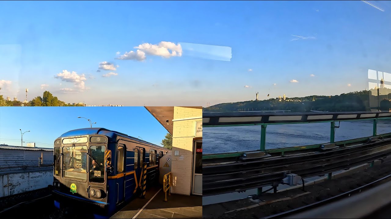 Kyiv metro passenger view: sunset ride from Lisova to Dnipro station 4K | київське метро