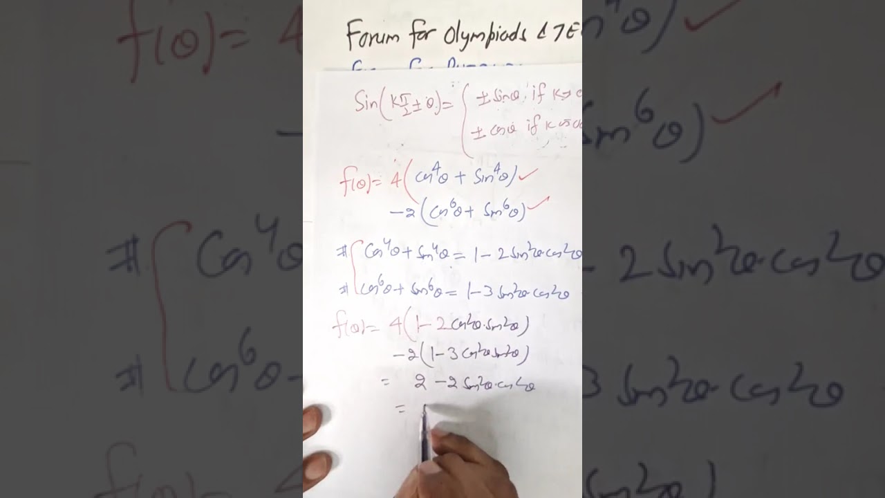 JAN 23 2026 M Let Alpha & beta be max and min values of function f(theta)=4 Sin⁴(7pi/2 -theta)..
