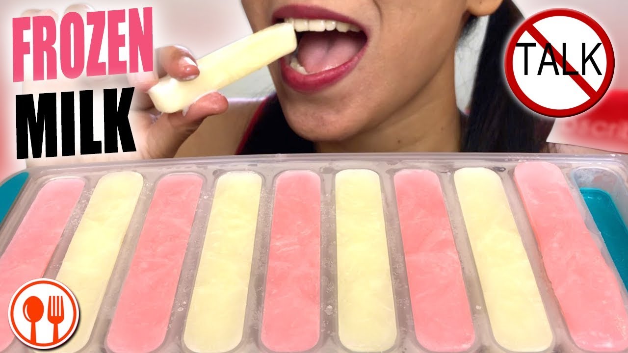 ASMR FROZEN MILK (soft crunches) | LaniEats ASMR