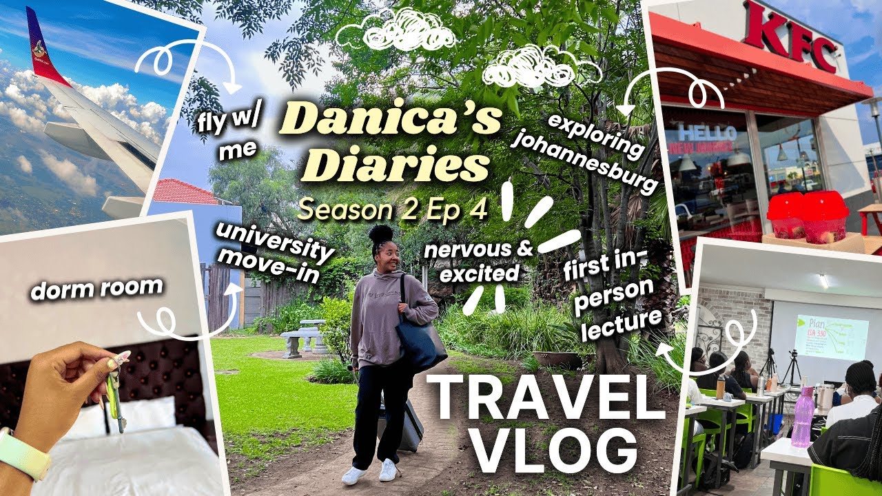 TRAVEL VLOG  ࣪𖤐 university move-in day to Johannesburg, my first impressions & in-person lecture ♡