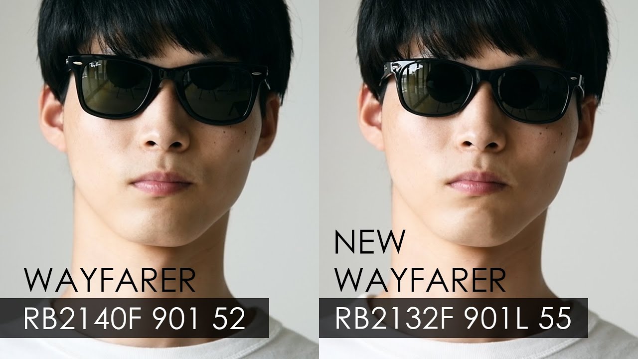 【レイバン人気サングラス】WAYFARER（rb2140f）とNEW WAYFARER（rb2132f）を比べました。動画後半は NEW WAYFARERのサイズを比べています。