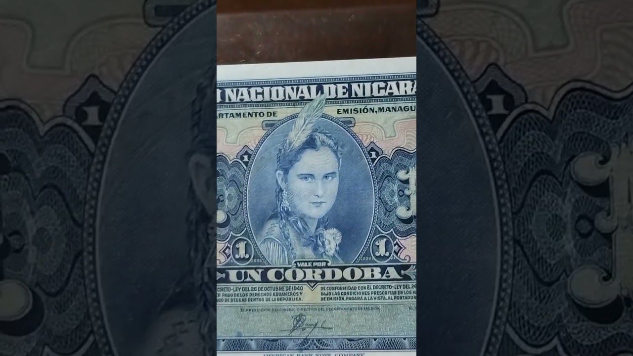 LA HIJA DEL PRESIDENTE, Lilian Somoza Debayle como indiecita en el billete de 1 C&oacute;rdoba (1941)