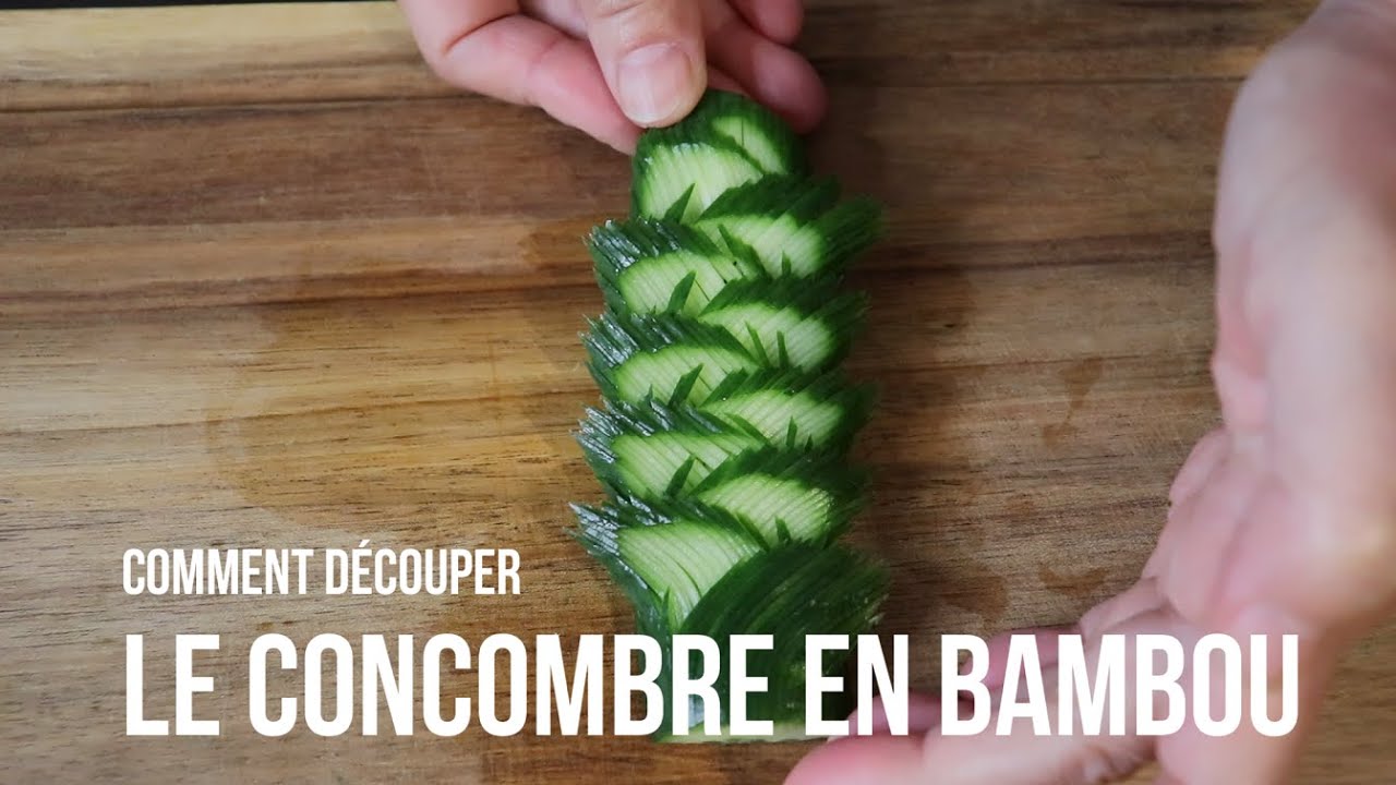 Sculpture de légumes,  Comment découper le concombre en Bambou きゅうり KAZARIGIRI