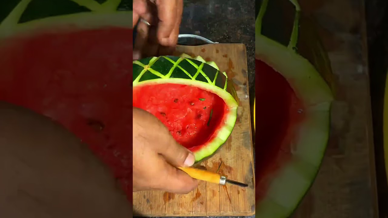 Art of fruit cutting |Watermelon basket |#shorts #shortsfeed #food #art
