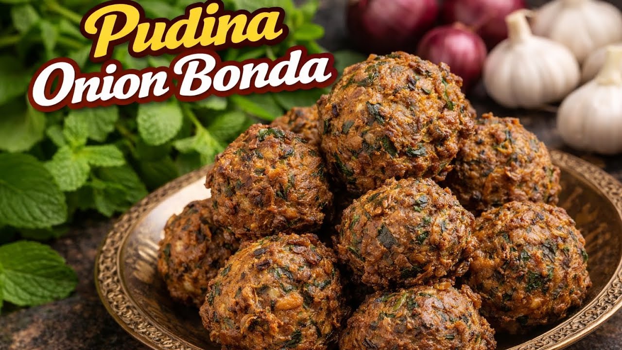 🌿 Pudina Onion Bonda | Crispy Minty Snack