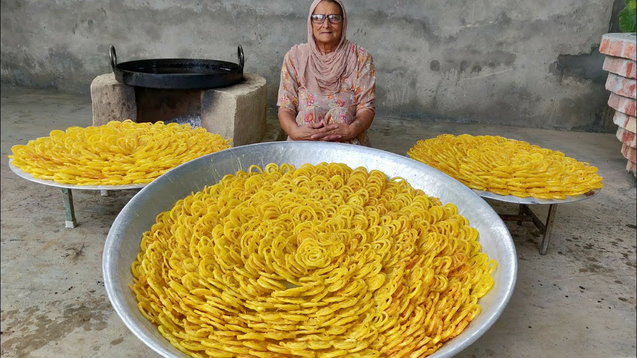 MANGO FLAVOUR JALEBI RECIPE BY MY GRANNY | INDIAN SWEETS | DESSERT RECIPES | VILLAGE FOOD