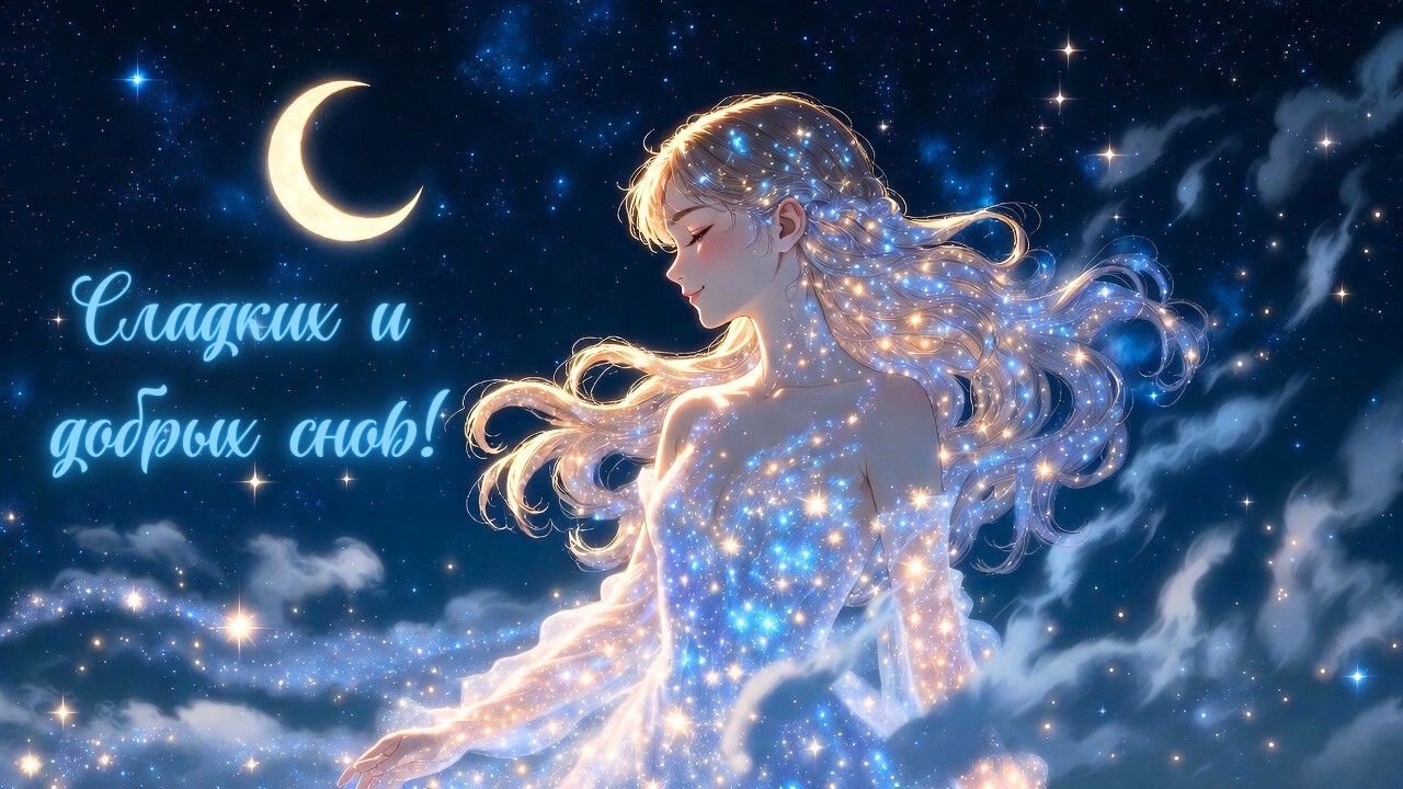Сладких и добрых снов🌙 Мягкие звёздные сны  Красивая анимация и тёплое пожелание