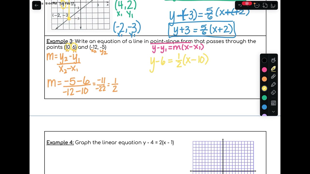 Writing Point Slope Form from Two Points