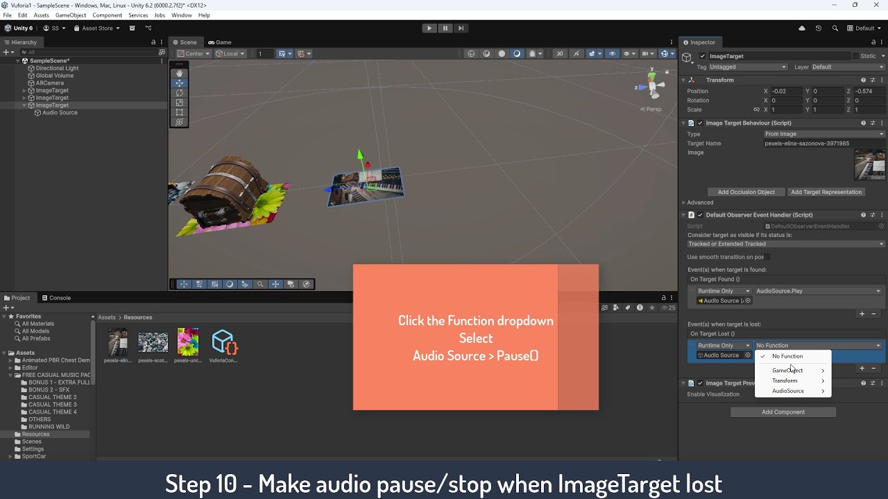 Aseets Store Audio in Vuforia Augmented Reality in Unity 6