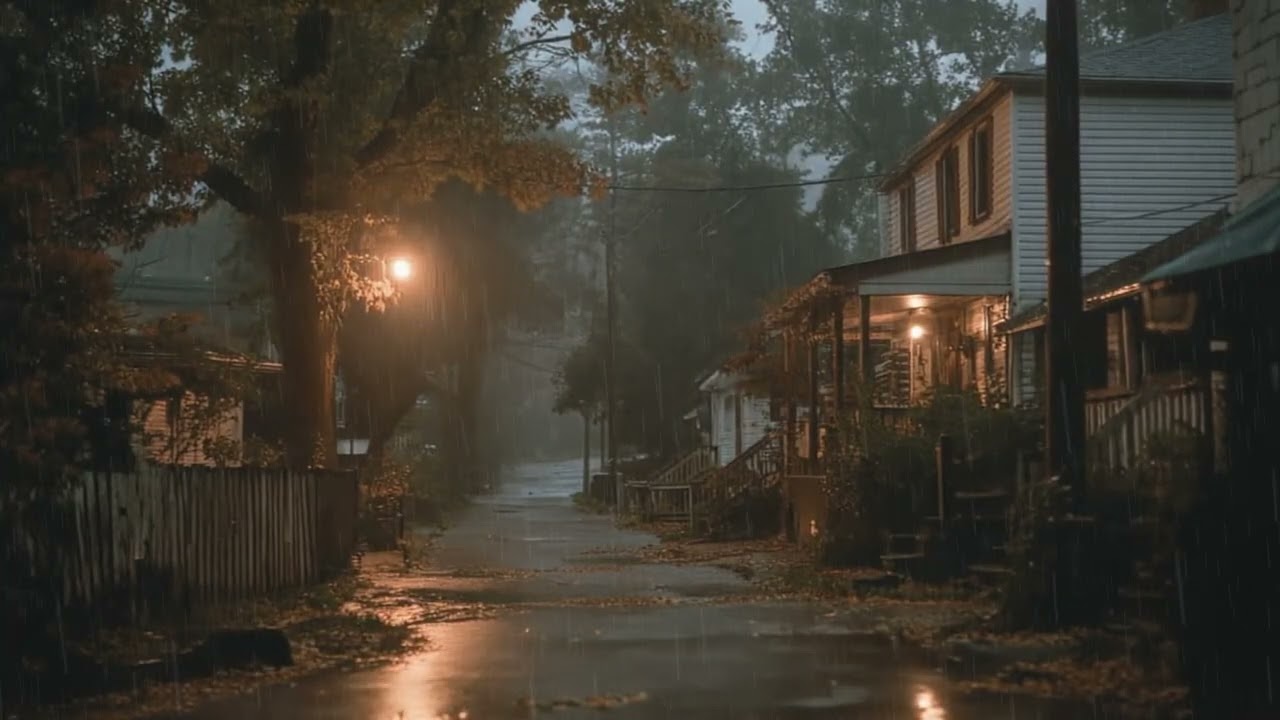 Cozy Rain Sounds for Sleeping 😴🌙 Small Town Cozy Ambience with no mid-roll ads