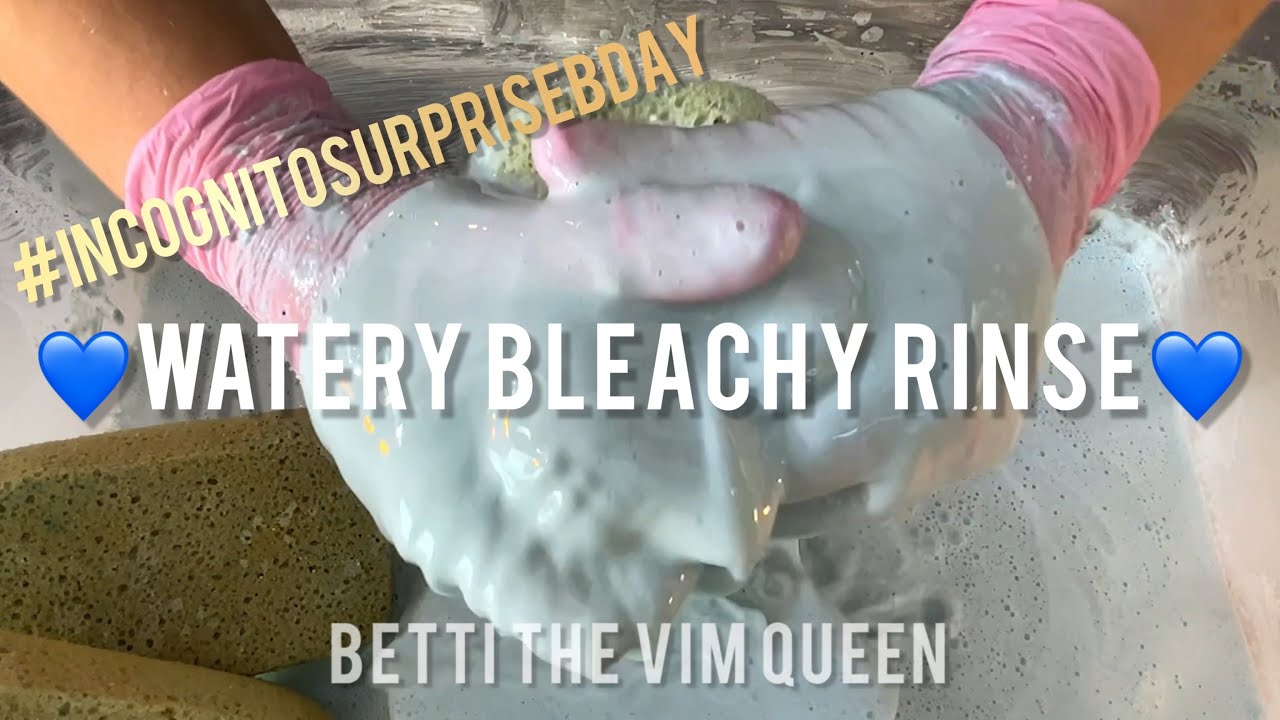 🧼Watery Bleachy Laundry paste rinse🧼💕ASMR Sponge Squeezing