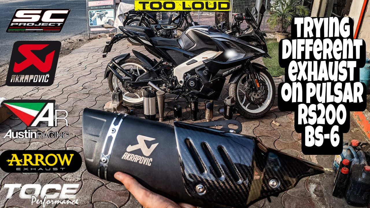 Trying different exhaust on pulsar rs200 bs6| sc project,akrapovic,arrow, Austin racing etc