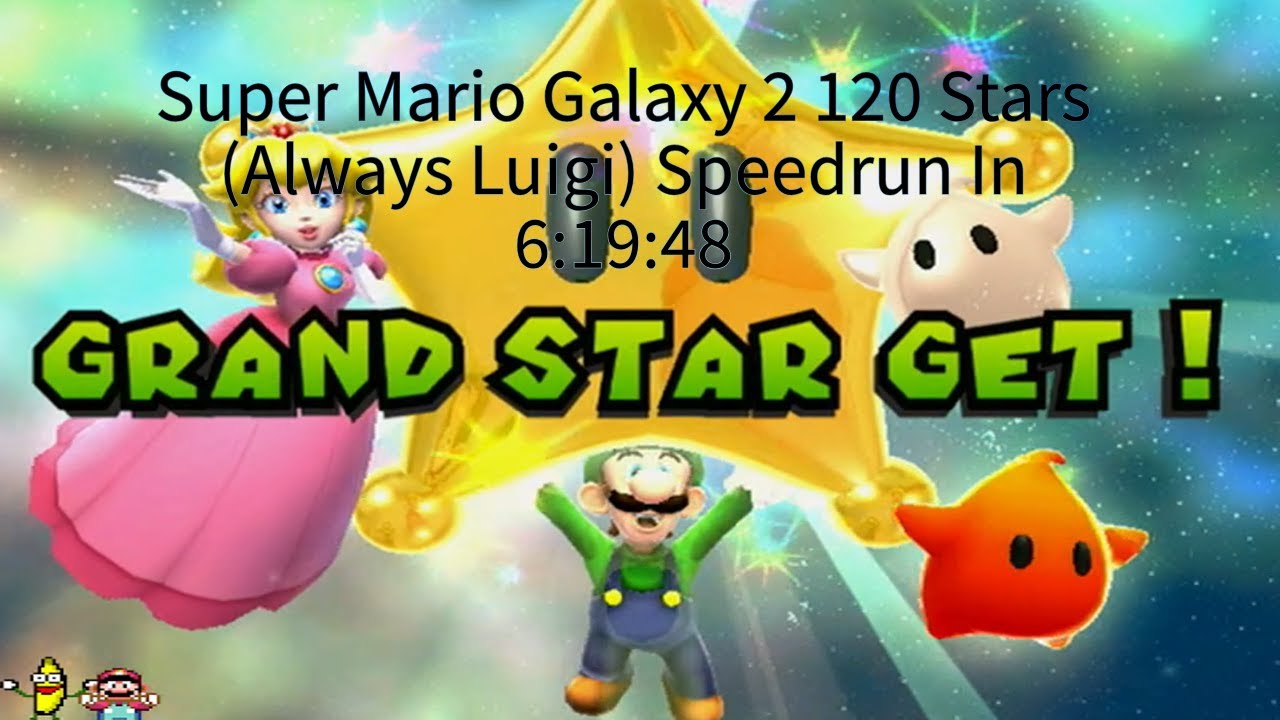 Super Mario Galaxy 2 120 Stars (Always Luigi) Speedrun In 6:19:48