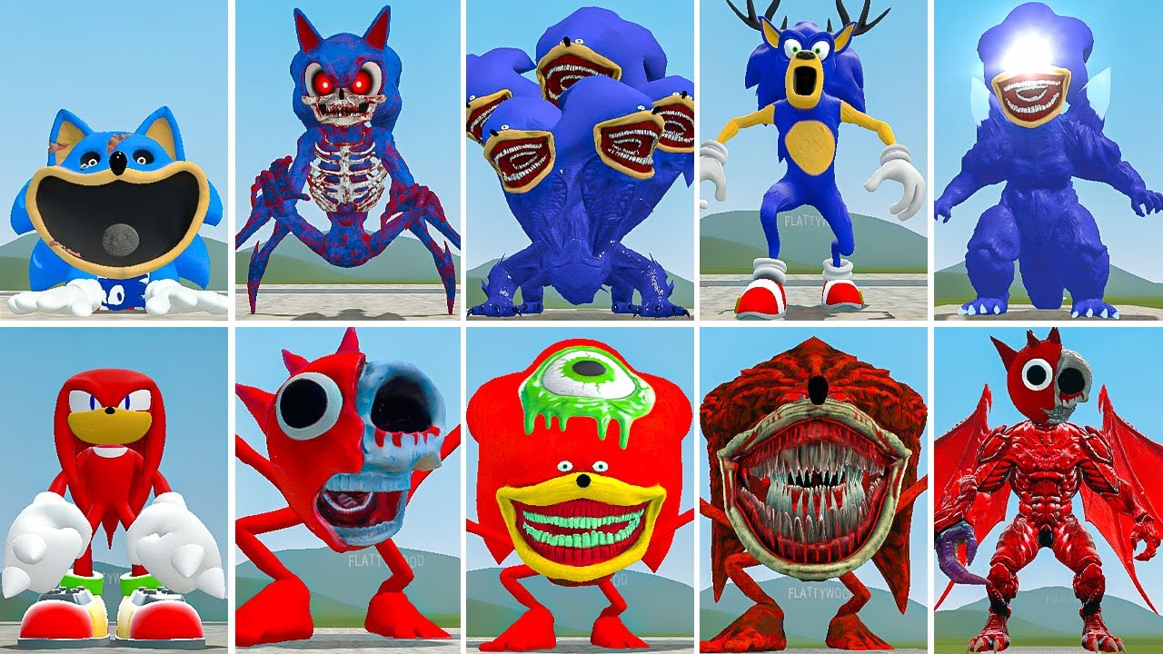 ALL NEW ZOOCHOSIS SONIC RED FAMILY VS ALL SONIC GODZILLA FAMILY ? in Garrysmod!,...