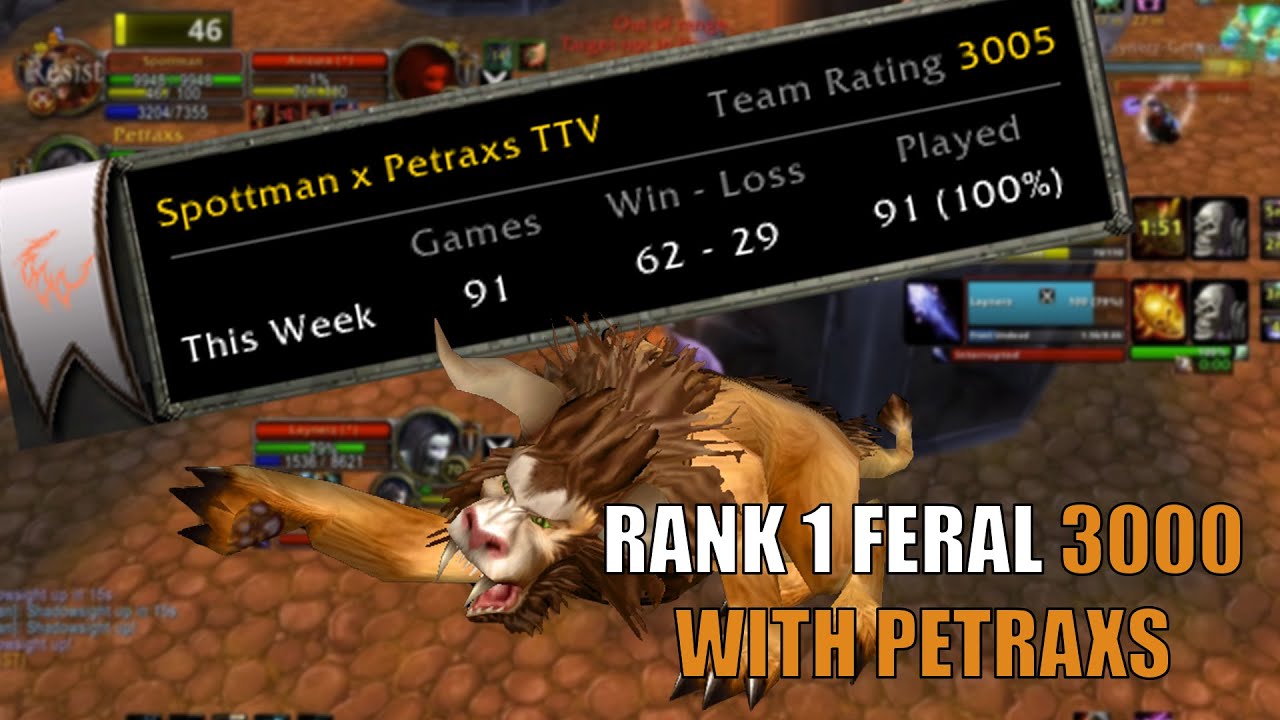 Spottman - Rank 1 Feral | Classic TBC arena PvP - Best of Twitch #8 - 3005 rating