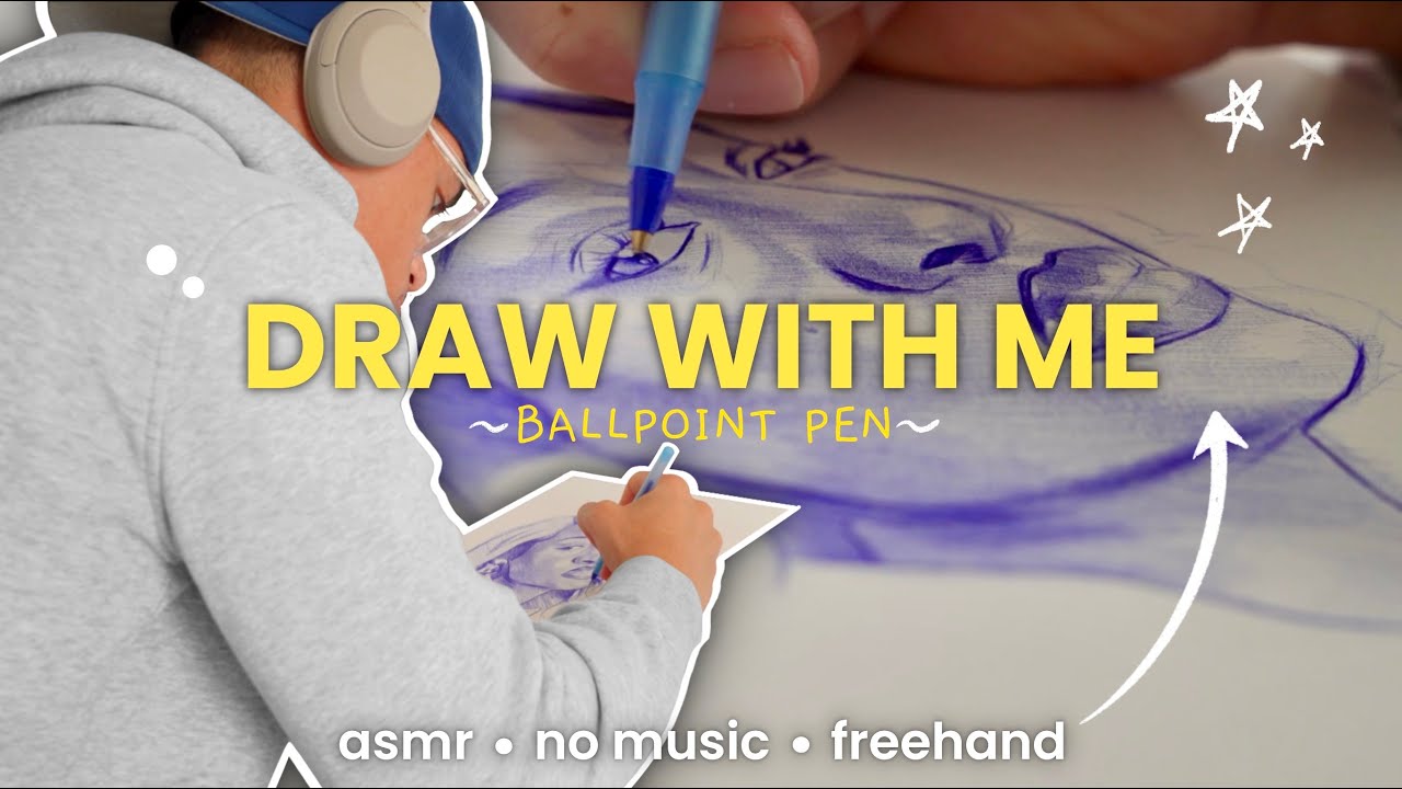 Relaxing Freehand Drawing ✍️ | Ballpoint Pen Scratching 🖊️