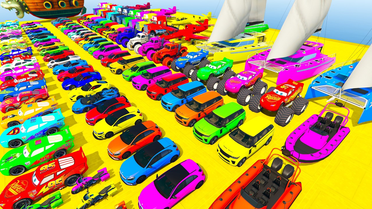 GTA V Epic New Stunt Race For Car Racing Challenge by Spider-man and Friends With Amazing Car Planes
