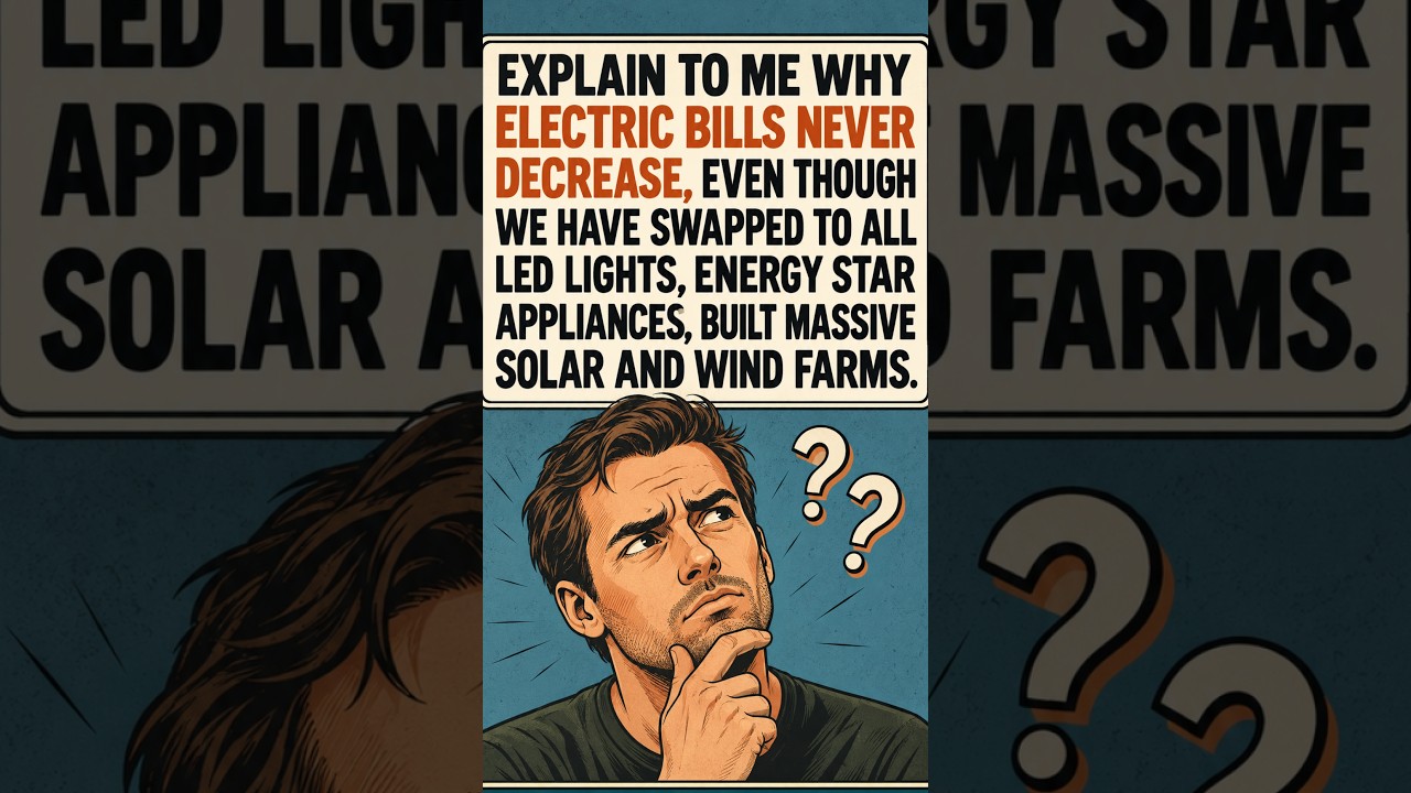 Why do electric bills keep rising despite LEDs, efficient appliances, solar power and wind farms?