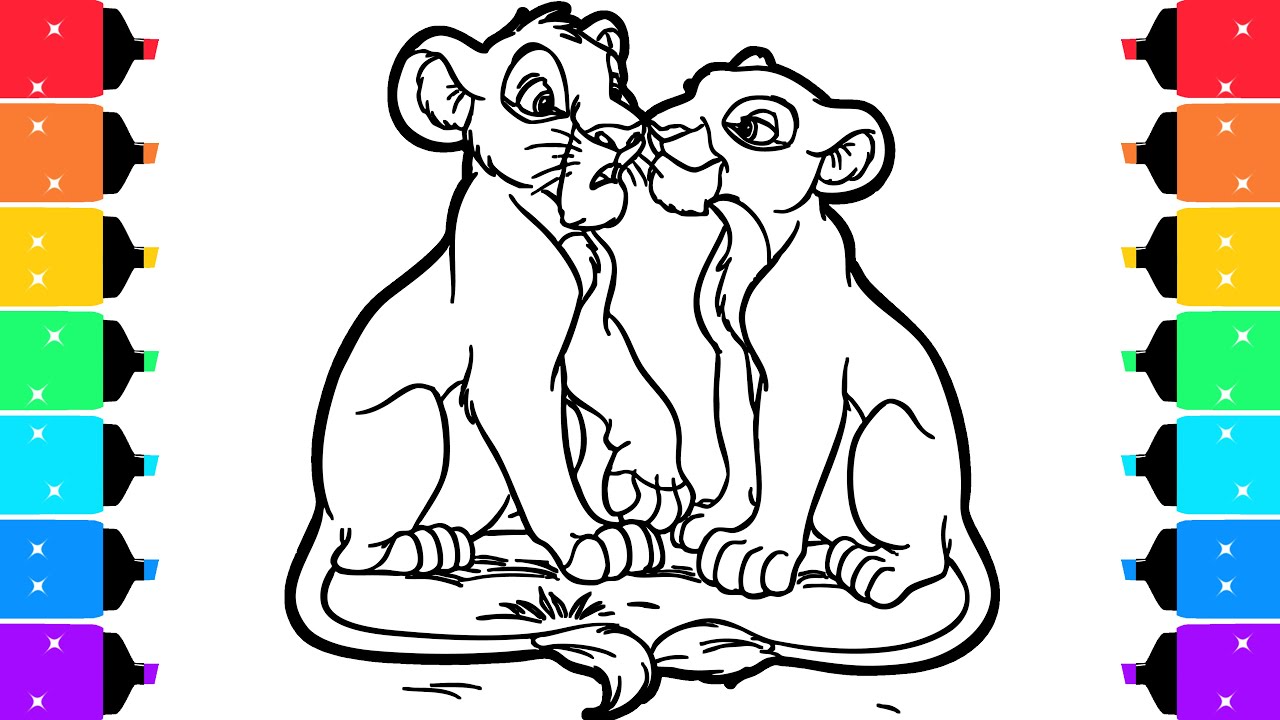 The Lion King Coloring Pages | Coloring Simba Meets Nala