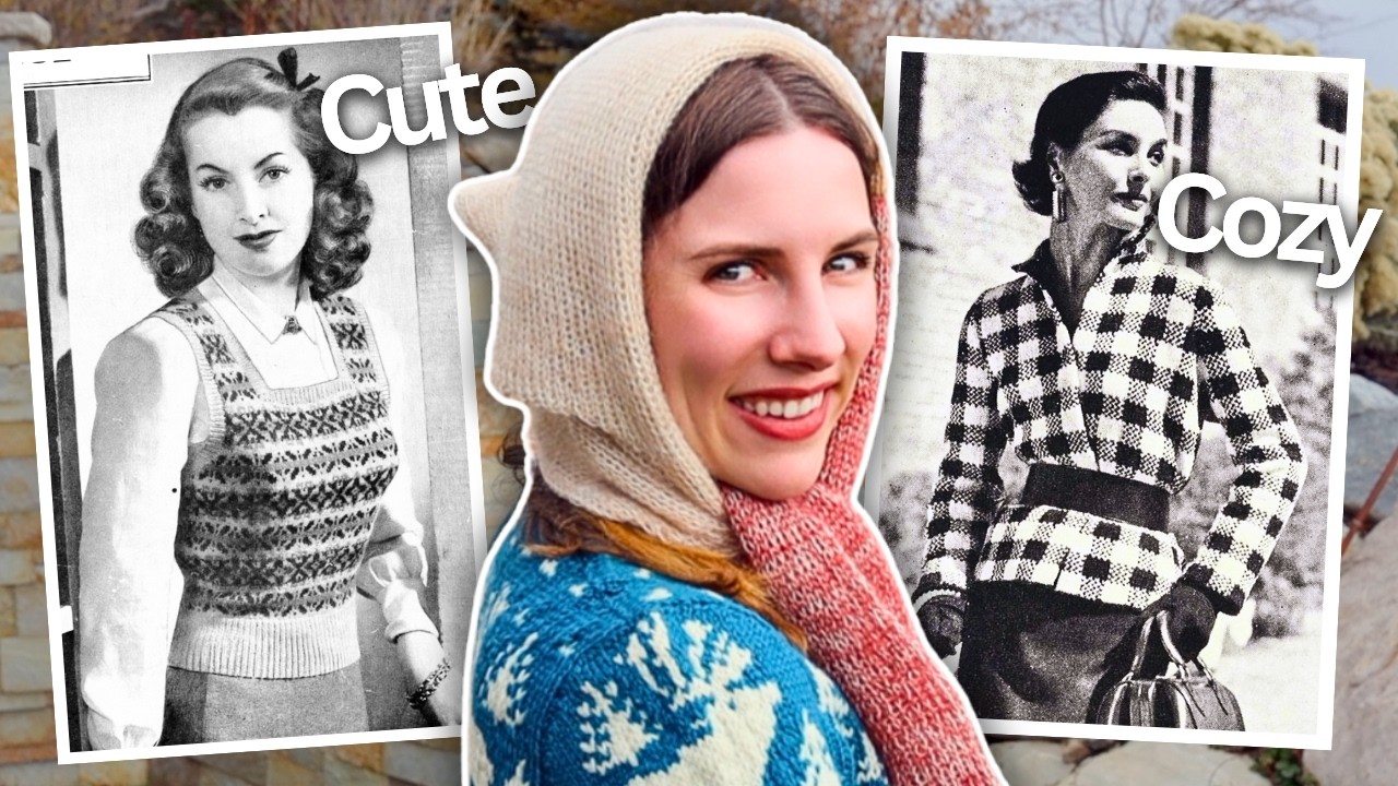 My Favorite Cozy Fall Vintage Knits & Knitting a Pixie Hooded Scarf 🧶