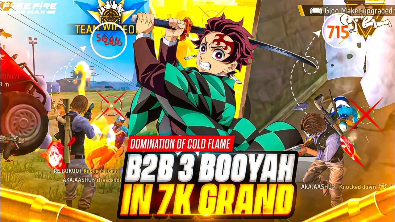 B2B 3 BOOYAH IN 7K GRAND🥶 | DOMINATION OF COLDFLAMES💀🔥 #esports #freefire #mustwatch #highlights 