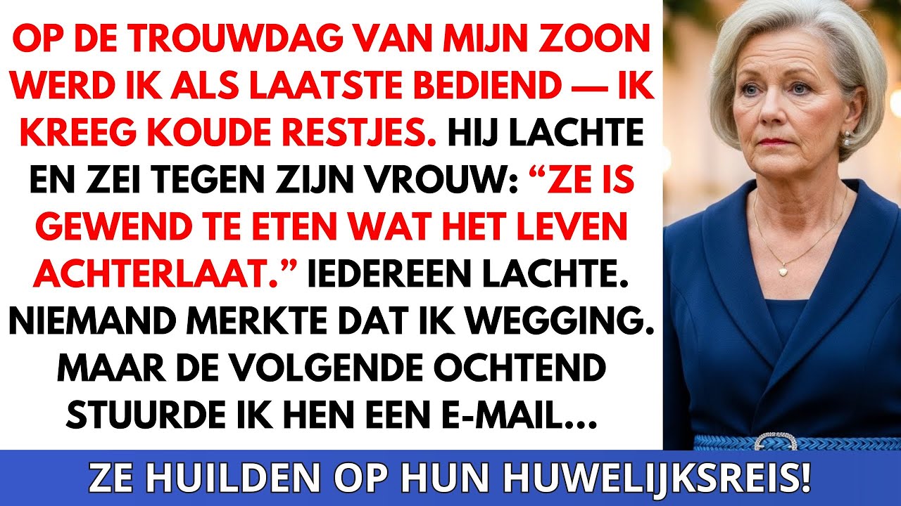 Op de trouwdag van mijn zoon kreeg ik als laatste koud eten. Hij lachte. Toen…