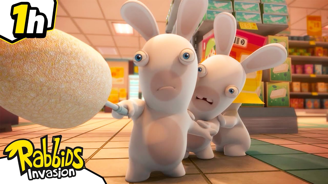 Fear in the supermarket 🫨 | RABBIDS INVASION 🐰 | 1H Compilation | Cartoon for kids