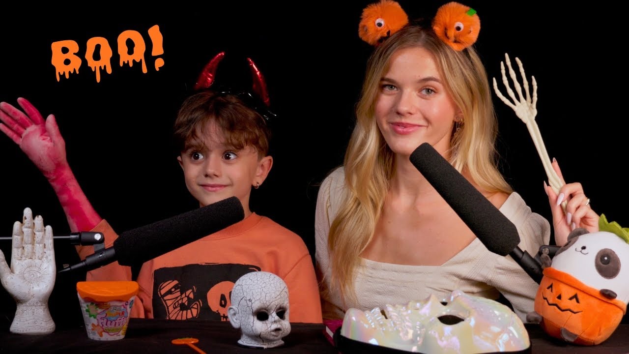 ASMR Halloween Special Ft. My Little Brother 👻🎃 (spooky triggers + giving him the shivers) 🔮