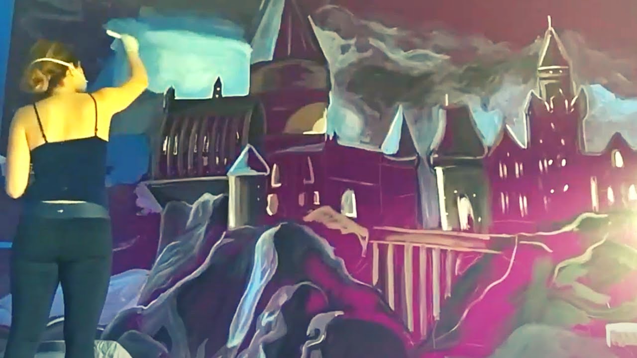 Harry Potter Painting Mural | Step by Step Hogwarts Castle