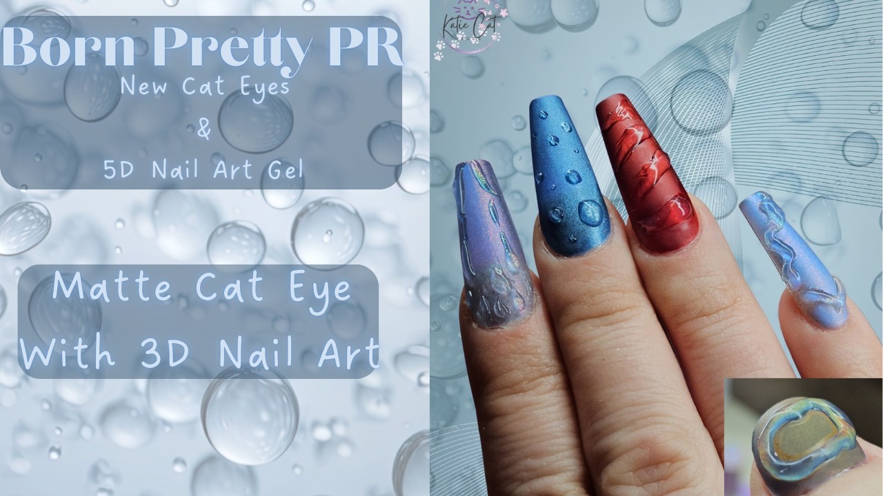 Born Pretty PR | Gorgeous Cat Eyes and 5D Gel Nail Art | Easy 3D Nail Art | Matte Cat Eye Nail Art
