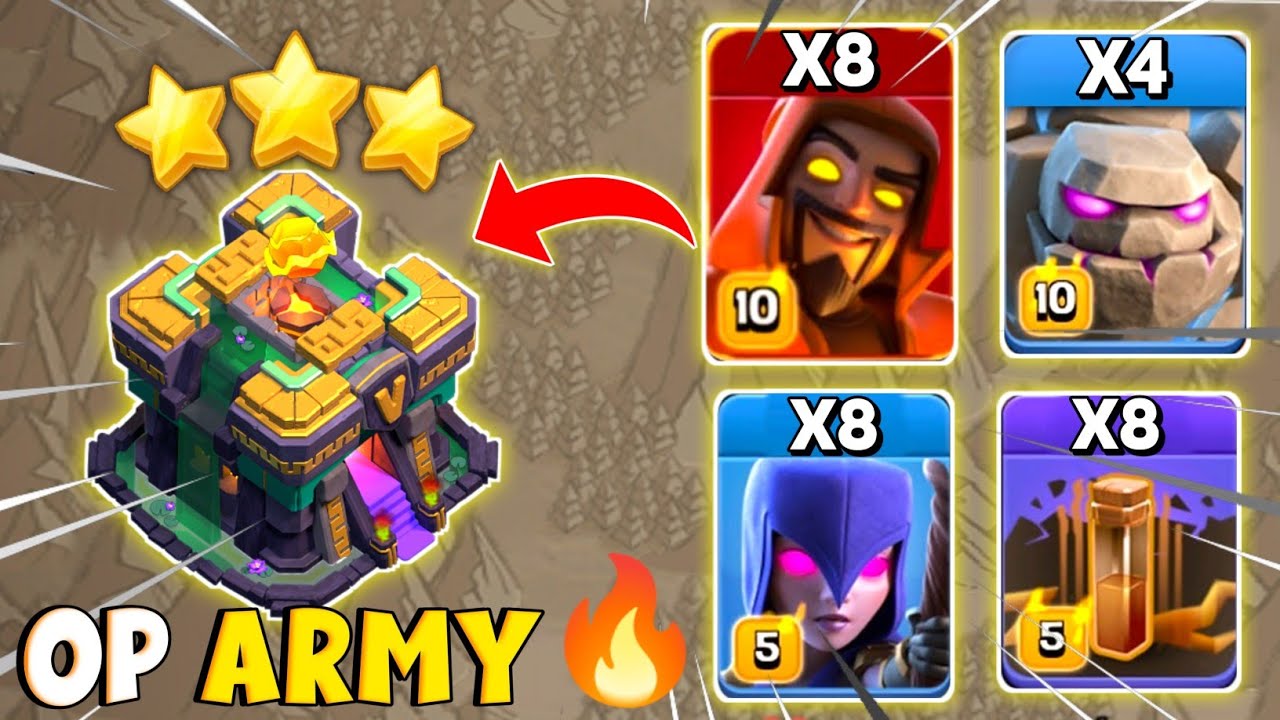 TH14 Golem + Super Wizard + Witch Attack Strategy | TH14 New Attack Strategy Clash of Clans - COC