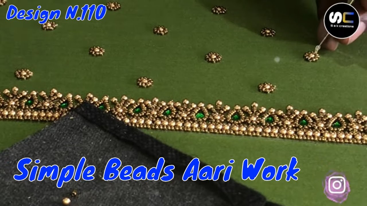 simple Design For Begginners || Aari Hand Embroiderry || SAK CREATIONS
