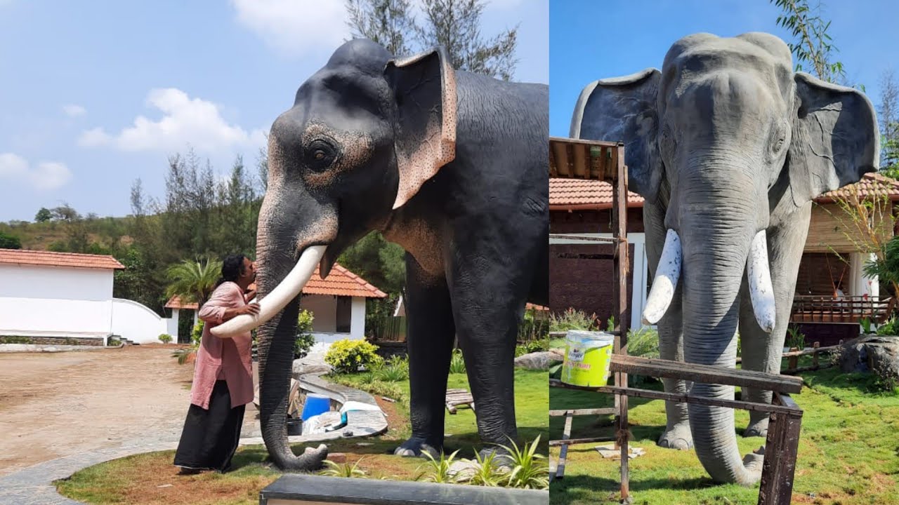 ആനക്കട്ടി SR ജംഗിൾ റിസോർട്ടിൽ ഞങ്ങൾ നിർമ്മിച്ച ആനയുടെ ശില്പ നിർമ്മാണരീതികൾ കാണാം, Statue of elephant