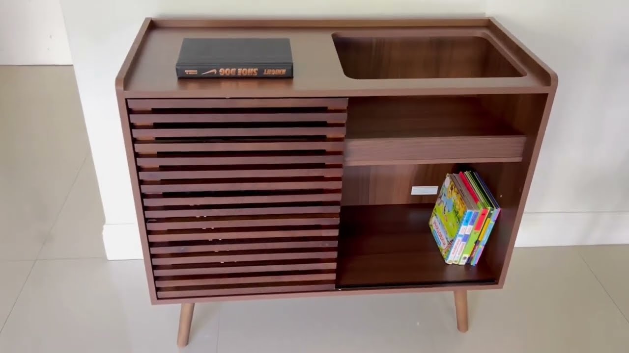 Retro design Record Player Stand Vinyl Record Cabinet 💽 #vabches #vabchesreview