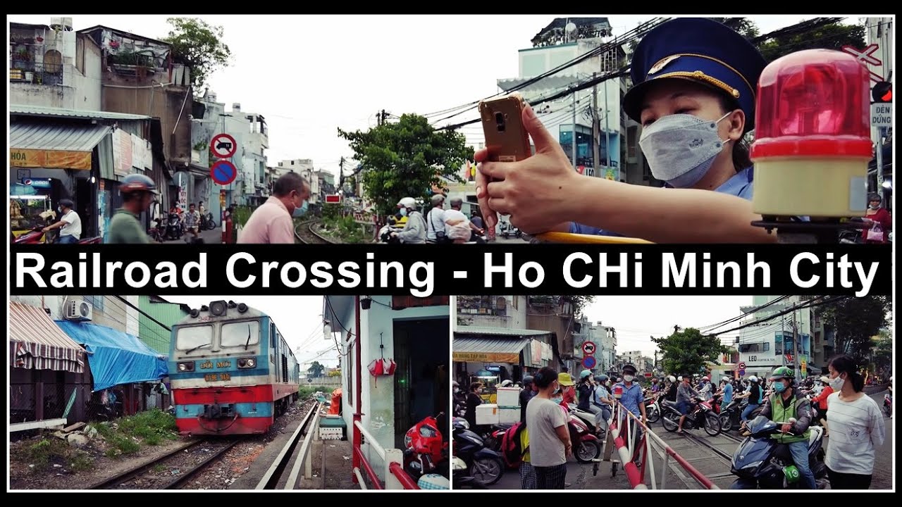 Crazy Railroad Crossing Vietnam / Chaos am Bahnübergang von Ho Chi Minh City (Saigon), Vietnam 2022