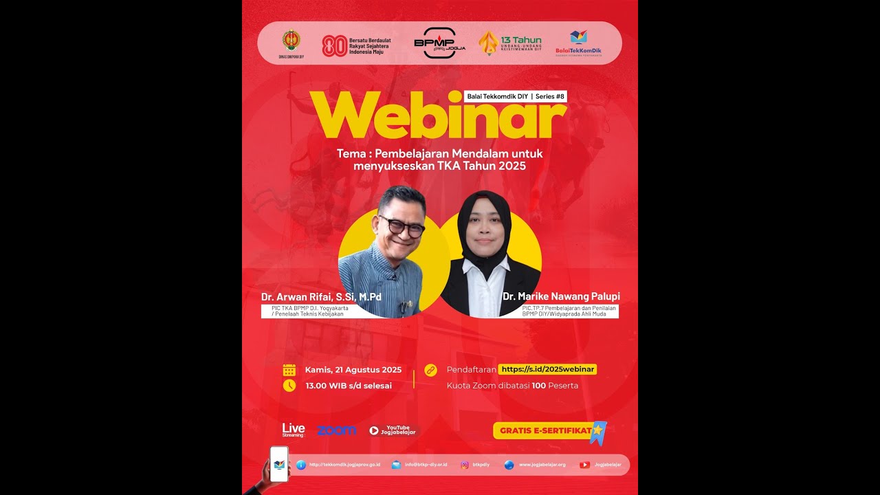 WEBINAR SERIES #8 | Pembelajaran Mendalam untuk menyukseskan TKA Tahun 2025