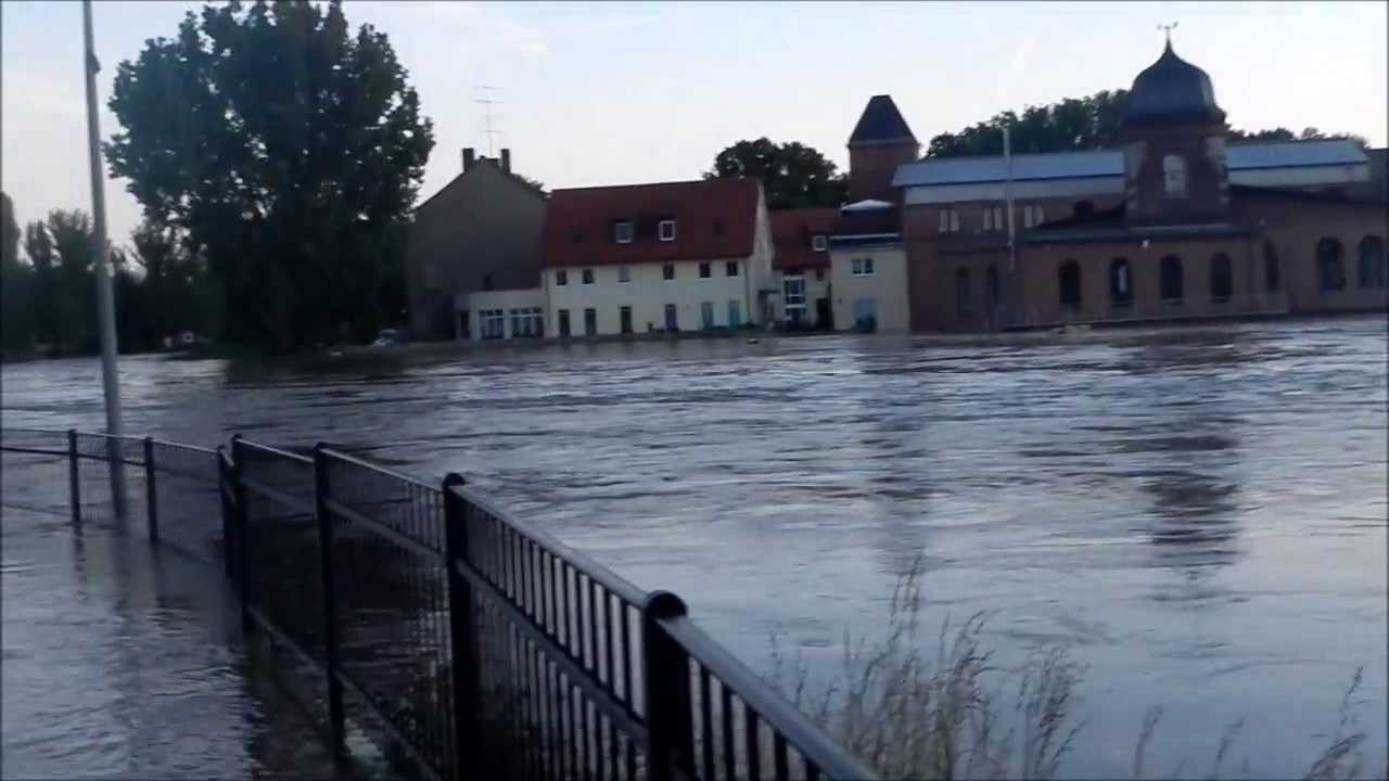 Hochwasser Bernburg Saale 5.6.2013 Rekordhochwasser 6m49cm